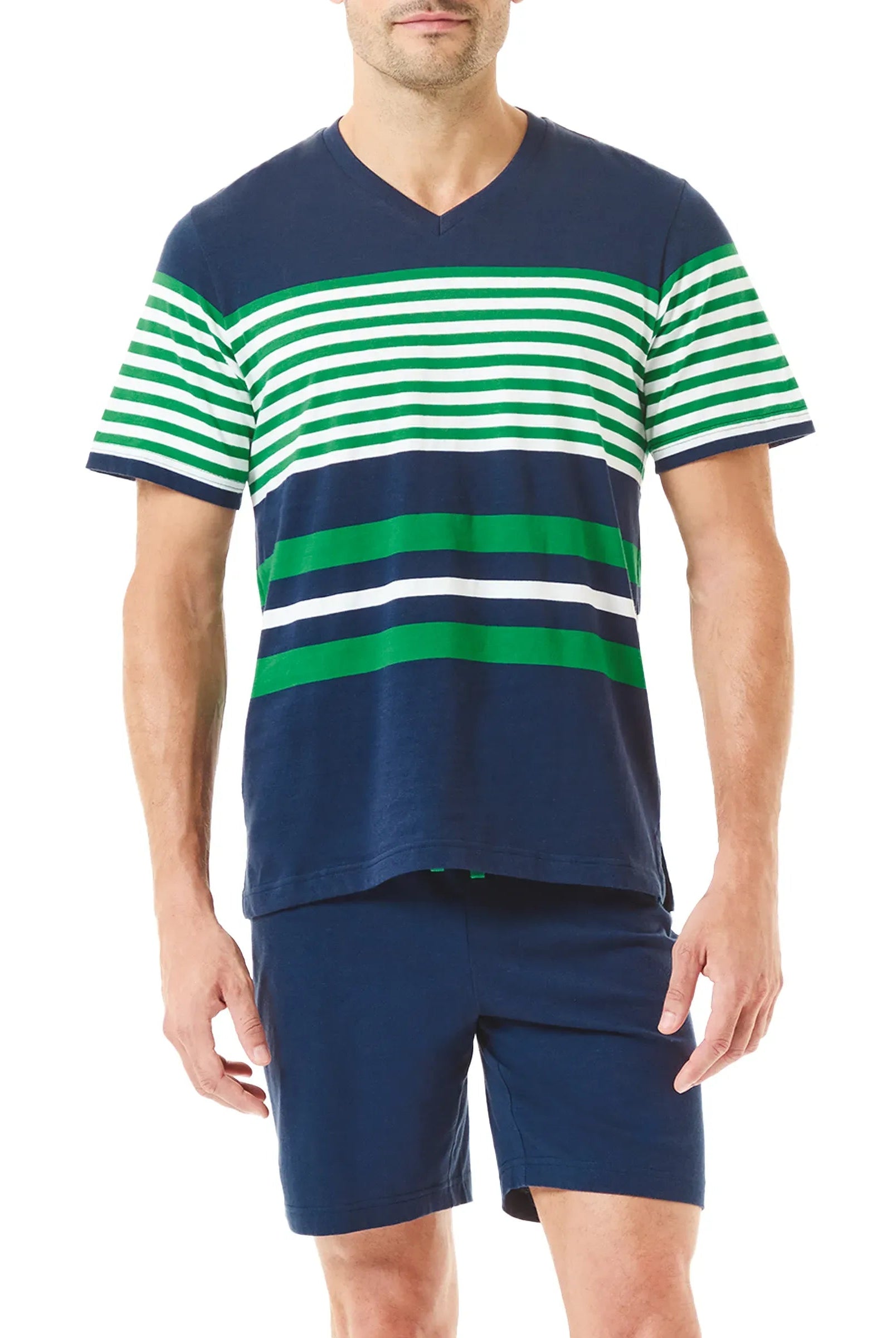 ✅ Pijama de hombre corto cenefa a rayas | LOHE ®