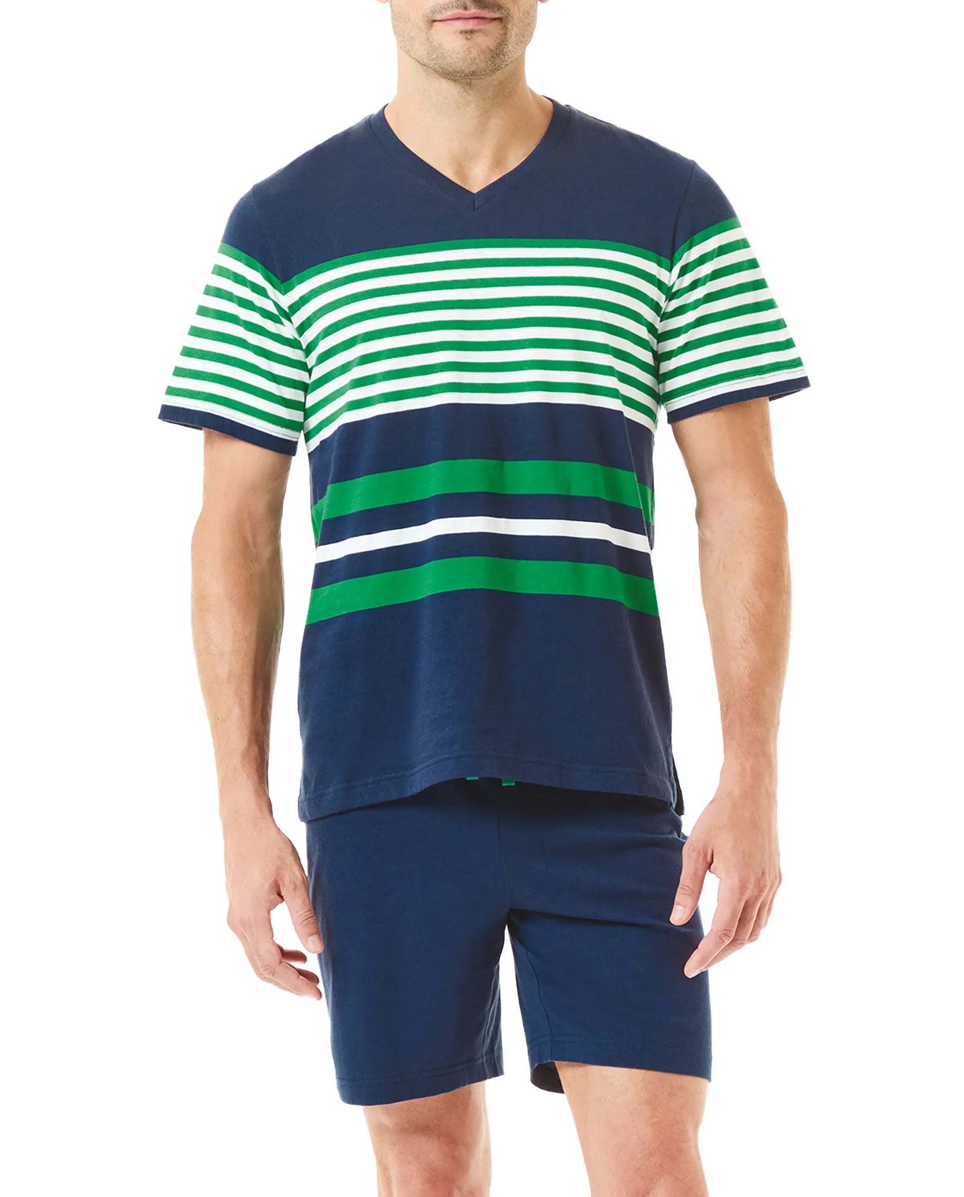 ✅ Pijama de hombre corto cenefa a rayas | LOHE ®