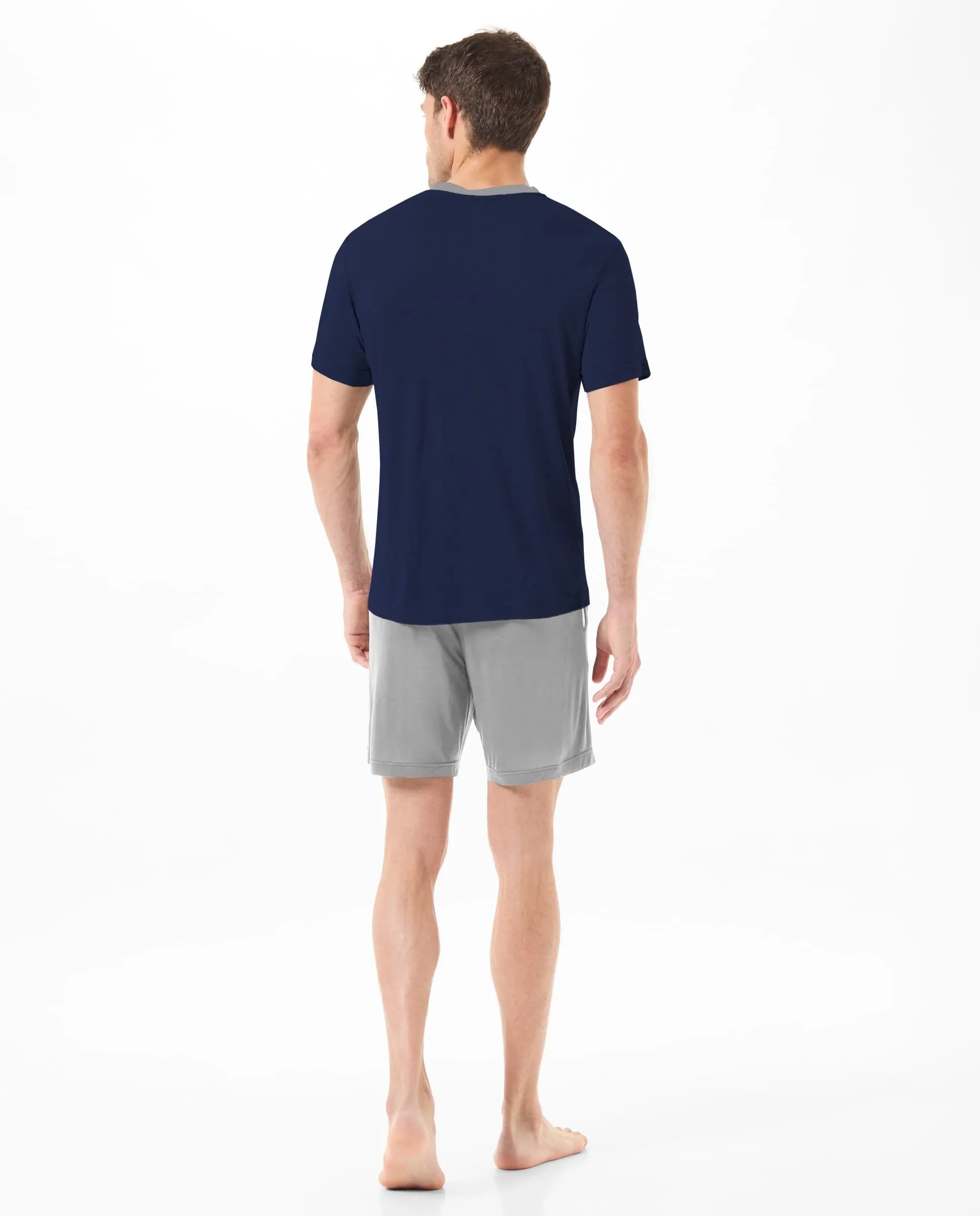 Pijama de hombre corto liso manga corta — Marino