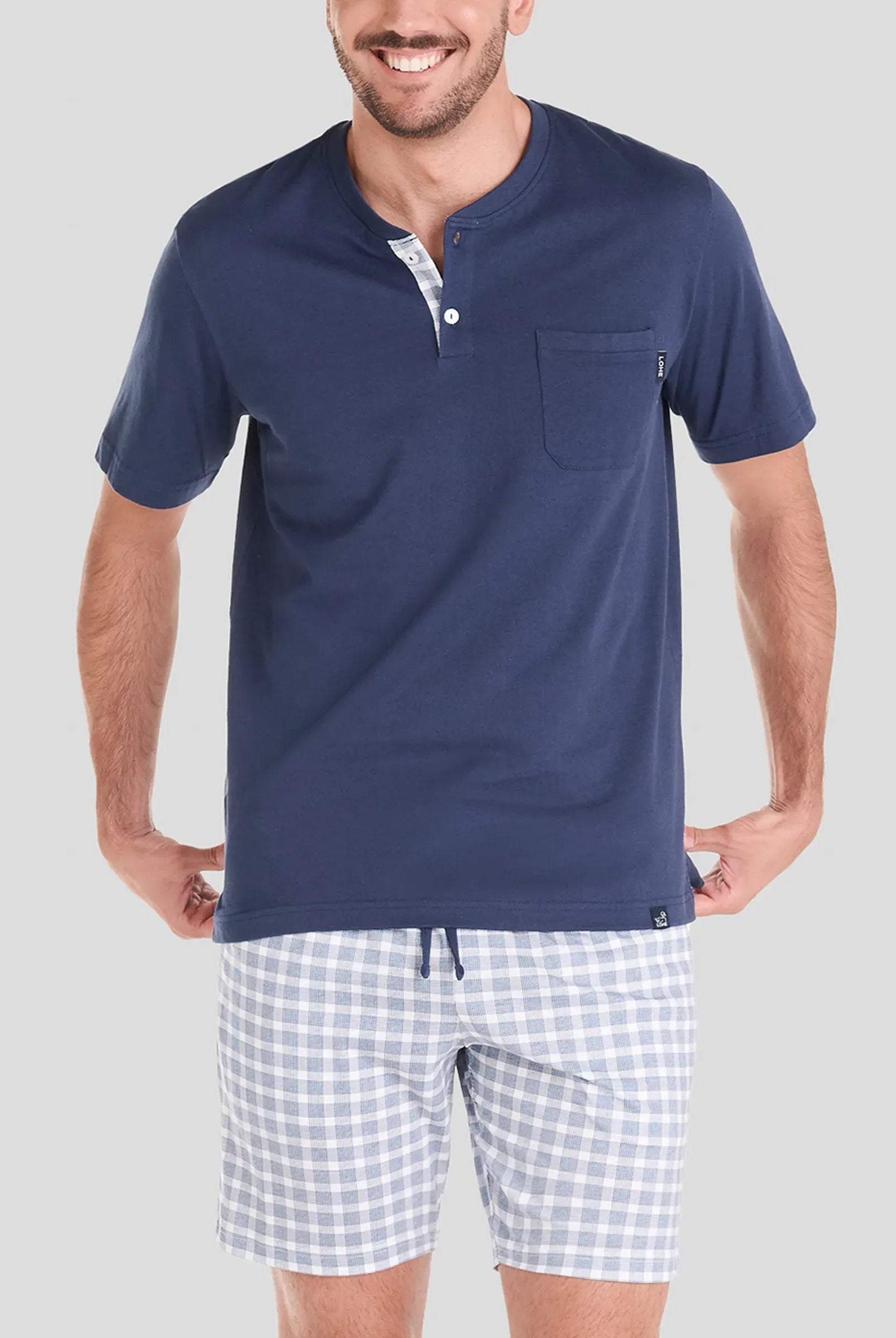 Pijama corto hombre cuadros