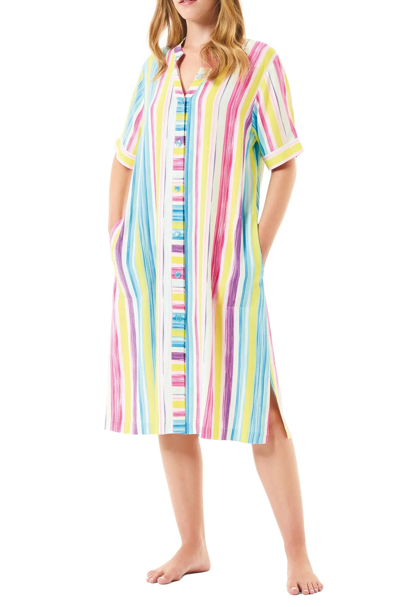 Vestido de baño de mujer para verano abierto con botones y bolsillos
