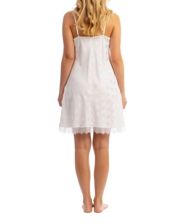 Back view of the white satin strapless summer nightdress