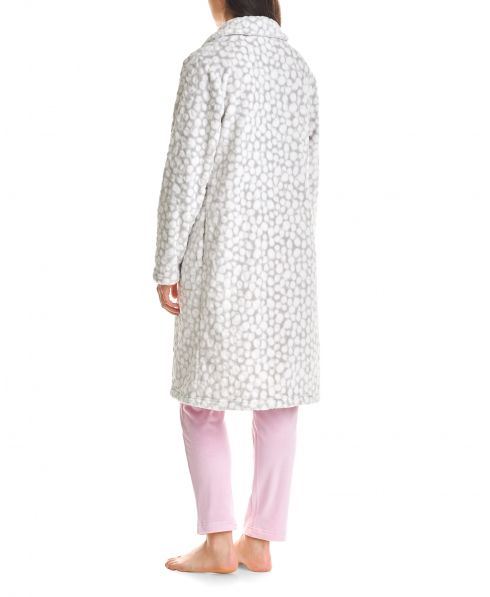 Rear view long-sleeved women's long-sleeved dressing gown with side pockets
