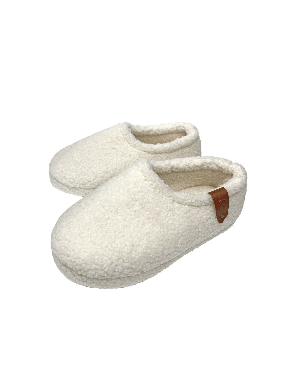 Women's ivory lamb sheepskin open house slippers