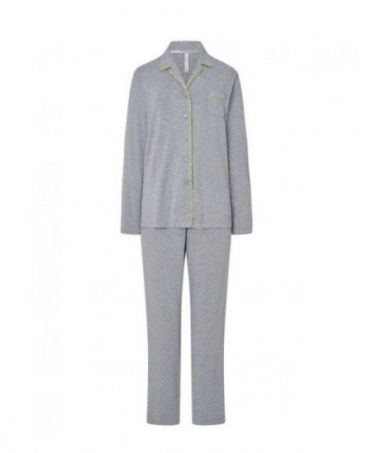 Women's long pyjamas, open jacket, diamond patterned, long trousers.