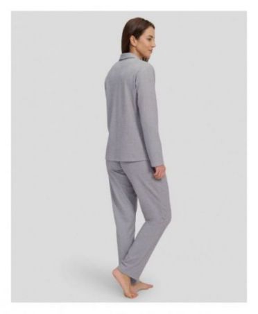 Rear view of grey women's long sleeved pyjamas, long sleeve