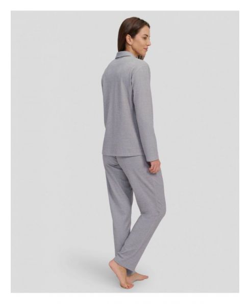 Rear view of grey women's long sleeved pyjamas, long sleeve