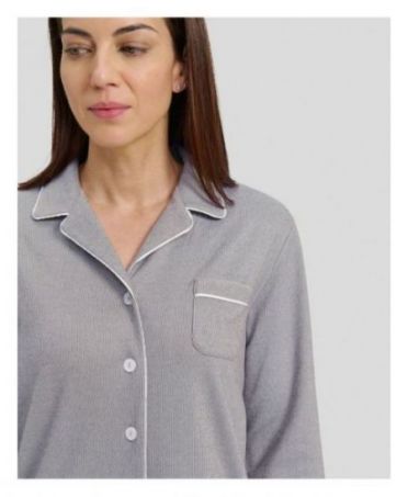 Chaqueta de pijama abierta gris de mujer para invierno