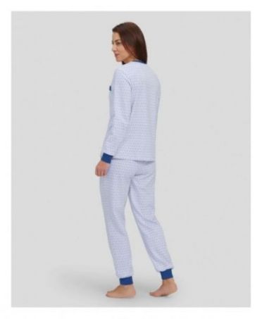 Rear view of light blue winter pyjamas with warm cuffs