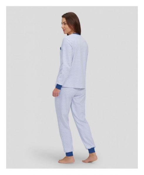 Rear view of light blue winter pyjamas with warm cuffs