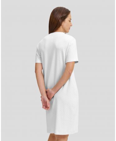 Back view of ivory lingerie winter nightdress short sleeve