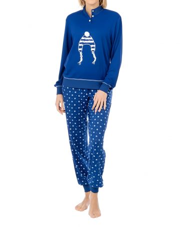 Women's two-piece winter pyjamas with stars