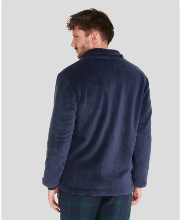 Rear view of navy men's short coat