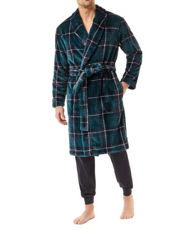 Man in green checkered winter dinner jacket long coat