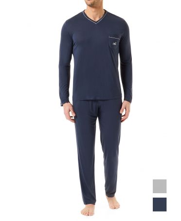 Men's plain modal long-sleeved pyjamas for winter