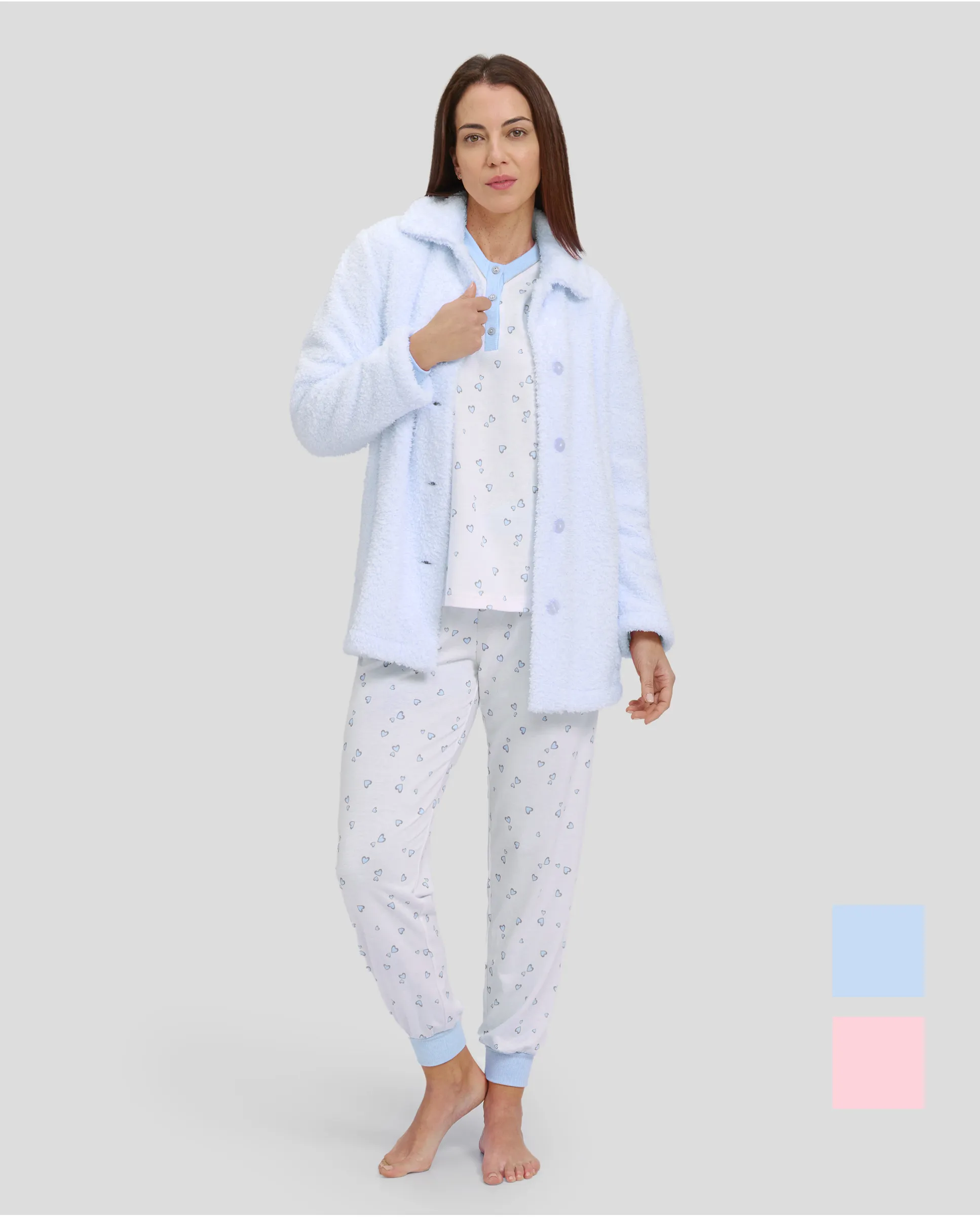 Women s three piece set consisting of pyjamas and sheepskin dressing gown LOHE