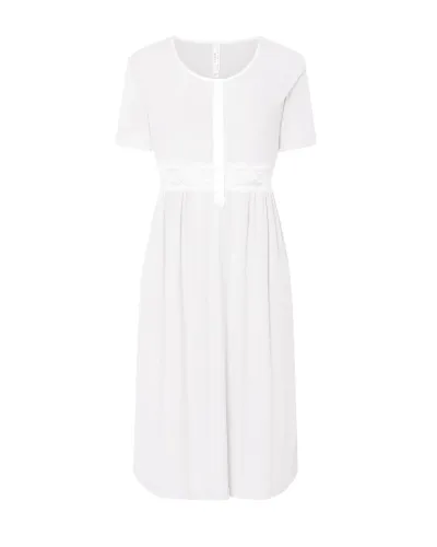 Ivory short sleeved lace ribbed summer nightdress