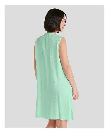 Women's short sleeveless summer nightgown in green viscose, fresh and comfortable