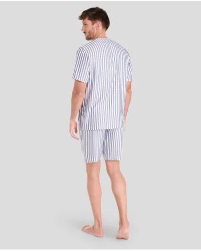 Men's short open summer pyjamas with striped print