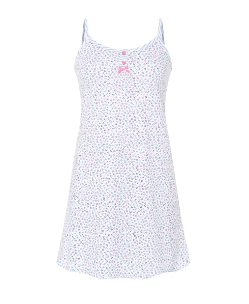 Women's short summer nightdress with straps and flower print