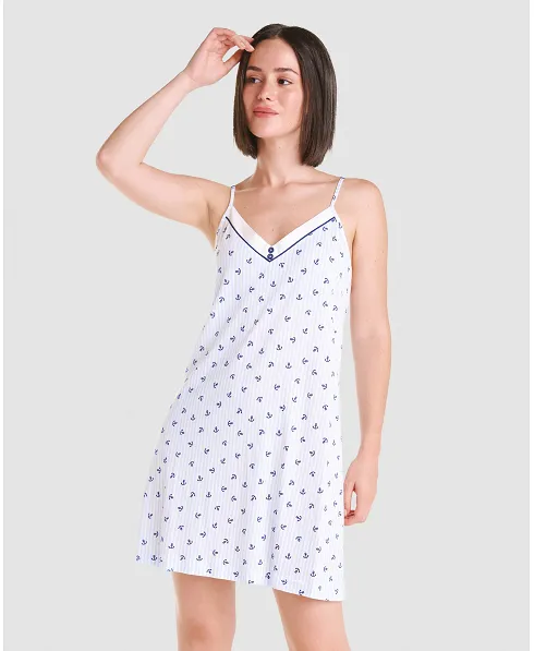 Short summer strapless camisole in cotton and modal with anchor pattern