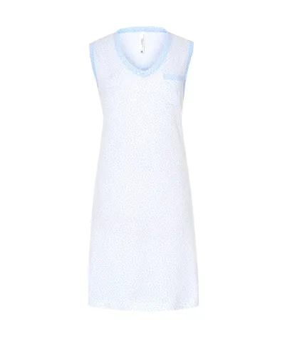 Short sleeveless light blue summer camisole with little hearts and V-neckline