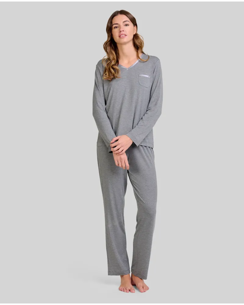 ✅ Women's long modal pyjamas with V-neck | LOHE ®