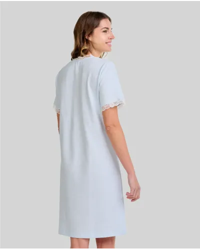 ✅ Short-sleeved nightdress with V-neckline and lace | LOHE ®