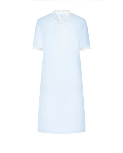 ✅ Short-sleeved nightdress with V-neckline and lace | LOHE ®