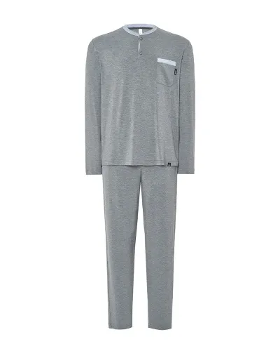 ✅ Pijama de hombre largo modal cuello pata abierto | LOHE ®