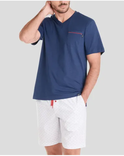 Man wearing mixed plumeti summer pyjama shorts