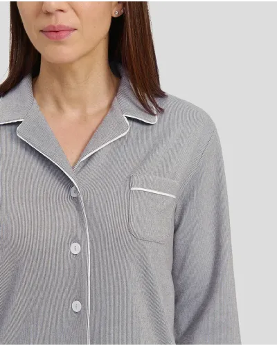 Women's winter pyjamas long open cardigan grey with vivid