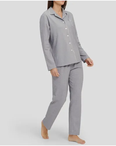 Women's winter pyjamas long open cardigan grey with vivid