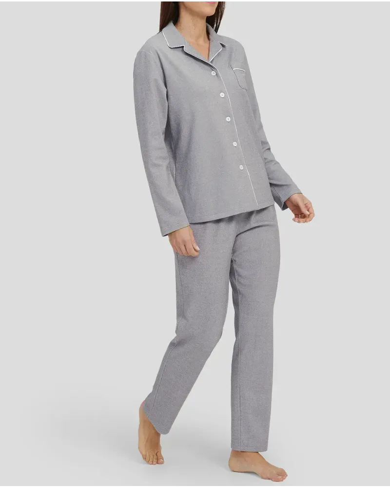 Women's winter pyjamas long open cardigan grey with vivid