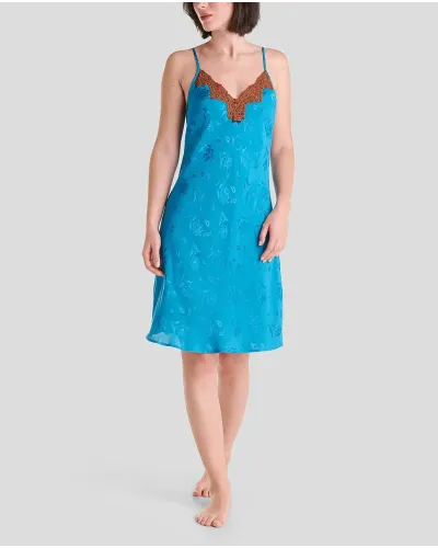 Women's short sleeveless jacquard camisole blue