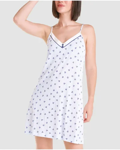 Short summer strapless camisole in cotton and modal with anchor pattern