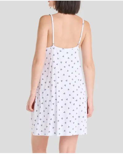 Camisola corta de tirantes para verano de algodón y modal estampado de anclas