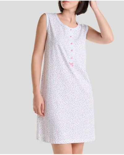 Camisón corto de mujer estampado de flores y sin mangas para un verano fresco y cómodo