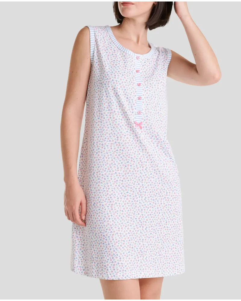 Camisón corto de mujer estampado de flores y sin mangas para un verano fresco y cómodo