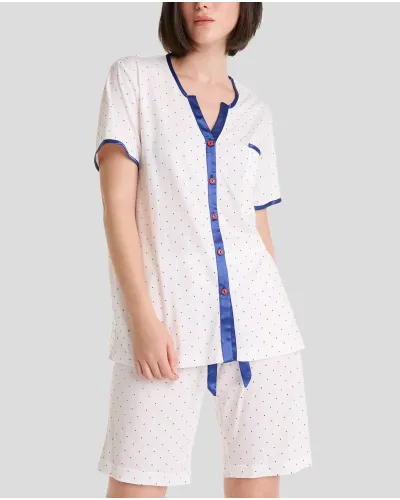 Women's pyjamas summer short open jacket with polka dot pattern