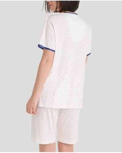 Pijama de mujer corto para verano chaqueta abierta a topitos