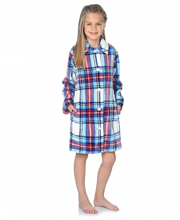 Girl's robe with plaid pattern