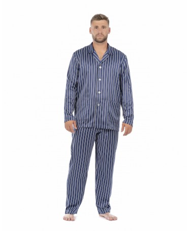 Pijama de hombre invierno raso a rayas