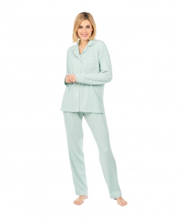 Women's long pyjamas in green vigoré fabric