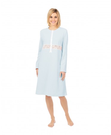 Lingerie type nightdress, short sleeves, light blue