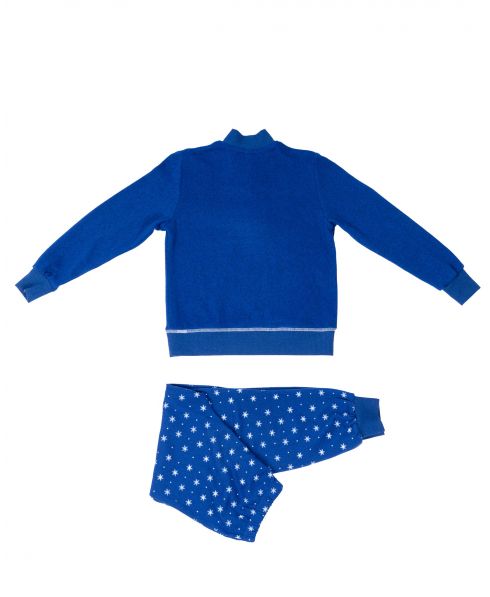Vista trasera pijama largo de niña para invierno en vigoré azul