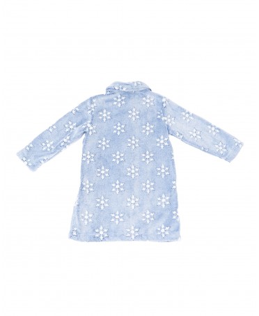 Rear view girl's long dressing gown blue with stars