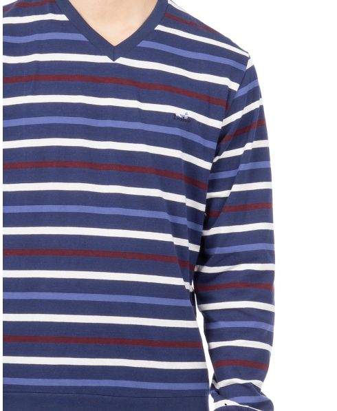 Men's winter pyjamas multi stripe print detail