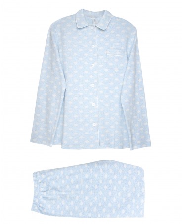 Pijama Lohe azul de topos de invierno abierto para mujer
