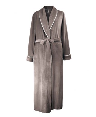 Warm velvet women's long knotted velvet robe with side pockets for winter